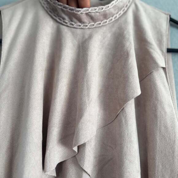 Zara Basic Collection Sleeveless Tiered Ruffle Faux Suede Dress - Picture 5 of 10